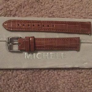 Brown Patent croc Michele watch band.
